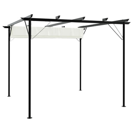 Pergola da Giardino Tetto Retrattile Bianco Crema 3x3 m Acciaio