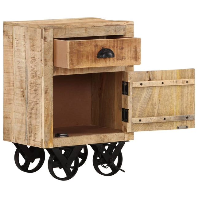 Comodino 40x30x57 cm in Legno Massello di Mango