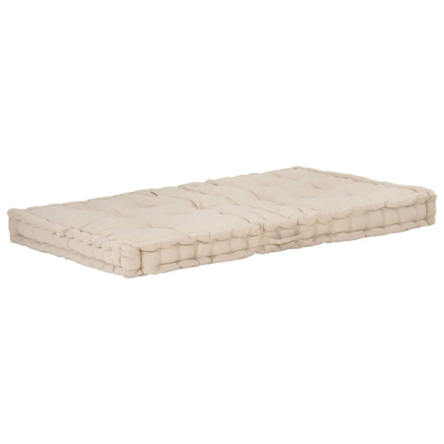 Cuscino per Pallet e Pavimento in Cotone 120x80x10 cm Beige