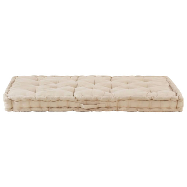 Cuscino per Pallet e Pavimento in Cotone 120x80x10 cm Beige