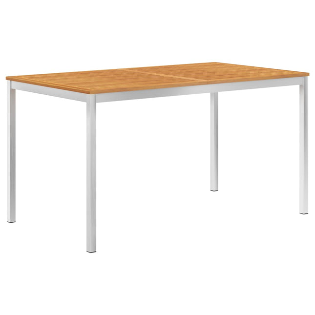 Tavolo Pranzo Giardino 140x80x75cm Legno Acacia e Acciaio Inox