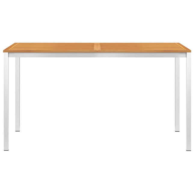 Tavolo Pranzo Giardino 140x80x75cm Legno Acacia e Acciaio Inox