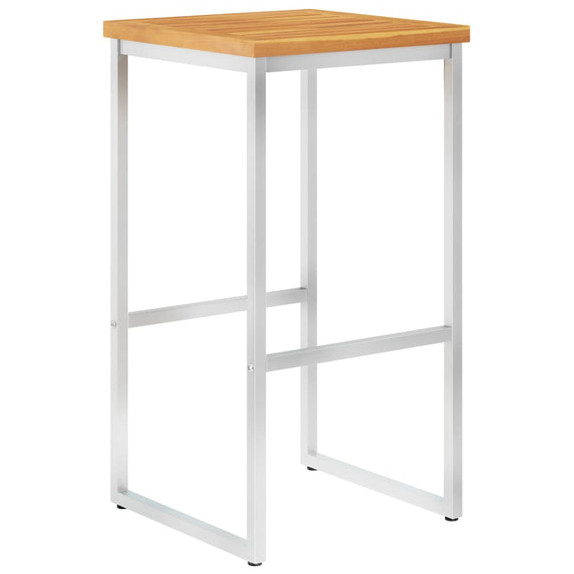 Sgabelli da Bar 2 pz in Legno Massello di Acacia e Acciaio Inox