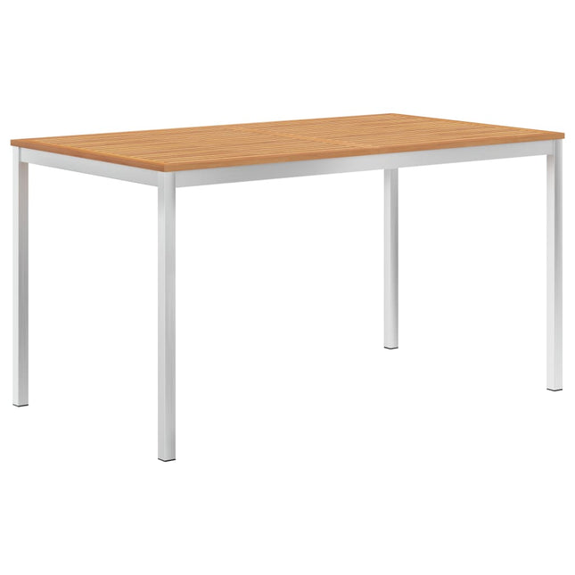 Tavolo da Pranzo Giardino 140x80x75cm Legno Teak e Acciaio Inox