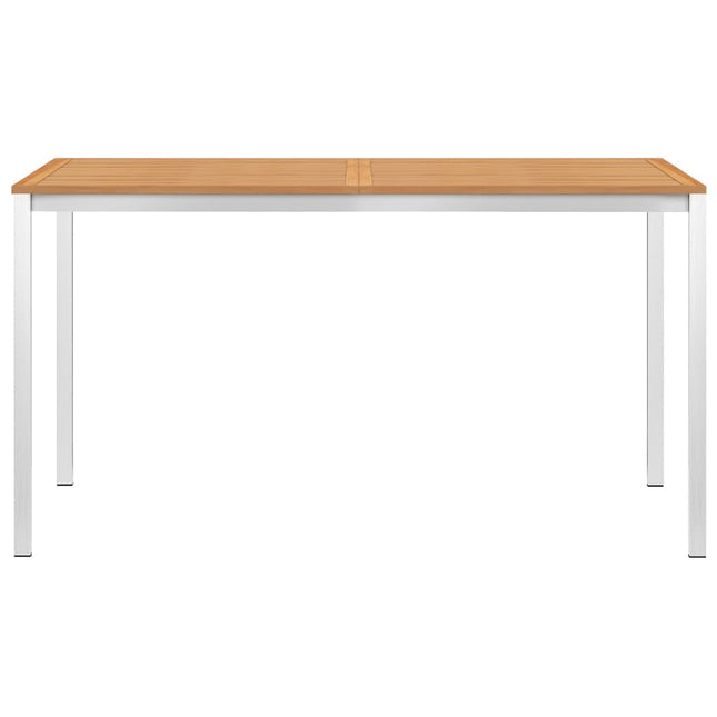 Tavolo da Pranzo Giardino 140x80x75cm Legno Teak e Acciaio Inox