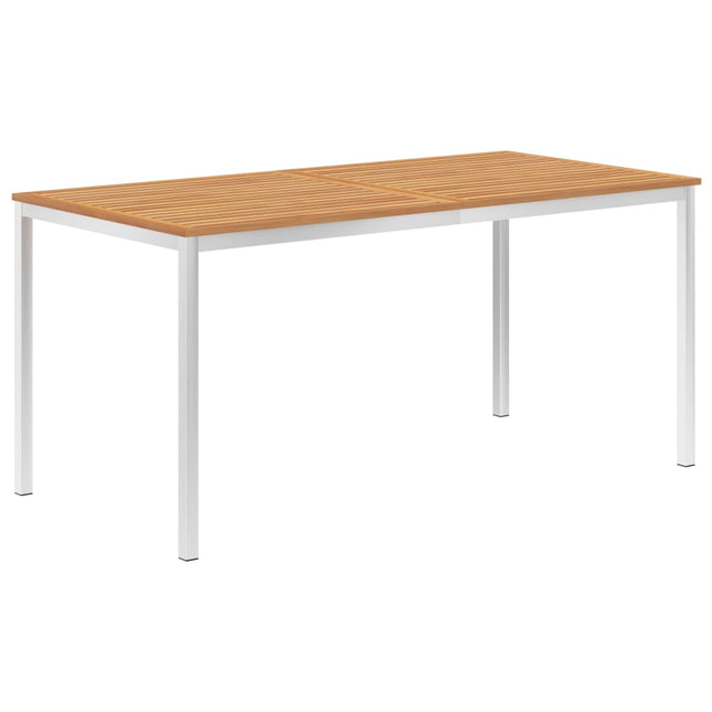 Tavolo da Pranzo Giardino 160x80x75cm Legno Teak e Acciaio Inox
