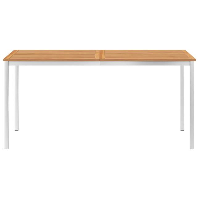 Tavolo da Pranzo Giardino 160x80x75cm Legno Teak e Acciaio Inox