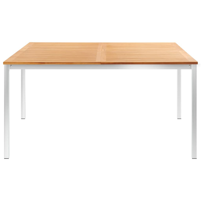 Tavolo da Pranzo Giardino 150x150x75cm in Teak e Acciaio Inox