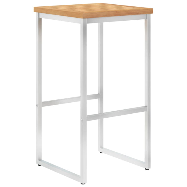 Sgabelli da Bar 2 pz in Legno Massello di Teak e Acciaio Inox
