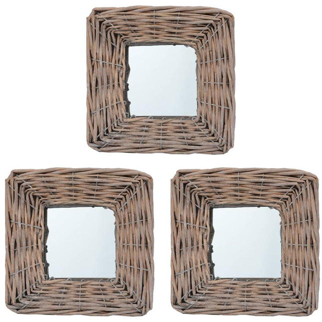 Specchi 3 pz 15x15 cm in Vimini
