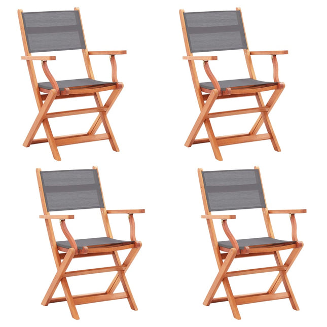 Sedie da Giardino Pieghevoli 4 pz Grigio Eucalipto e Textilene