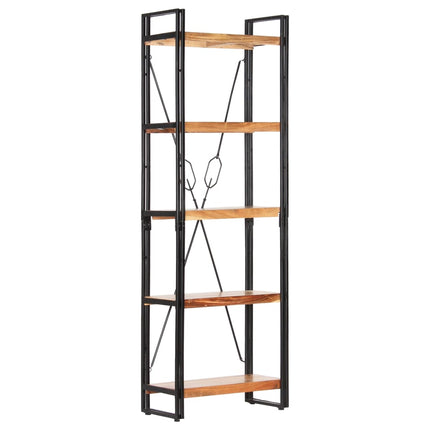 Libreria a 5 Ripiani 60x30x180 cm in Legno Massello di Acacia