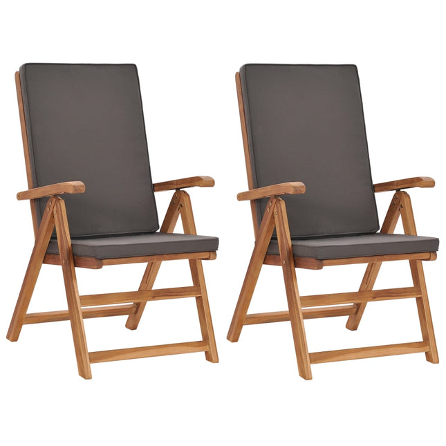 Sedie da Giardino con Cuscini 2 pz Legno di Teak Grigio