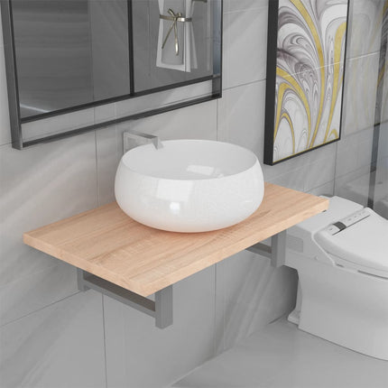 Set Mobili da Bagno 2 pz Ceramica Rovere