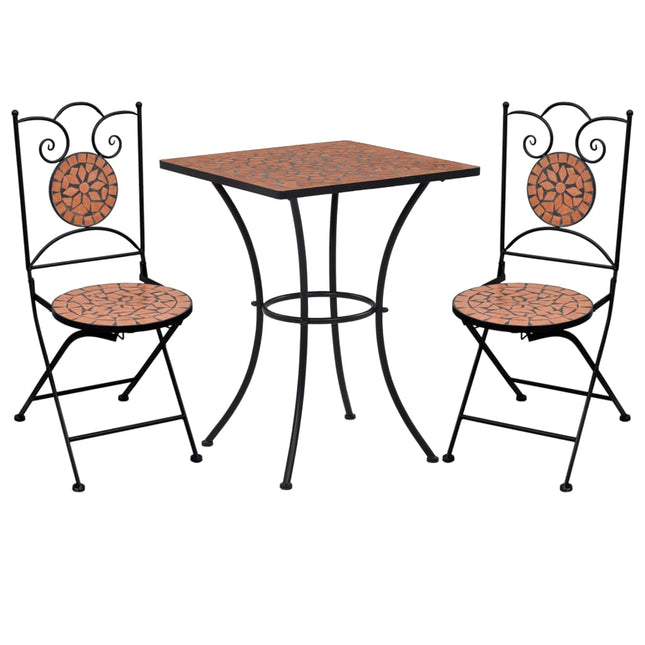 Set BistrÃƒÂ² 3 pz con Mosaico in Ceramica Terracotta