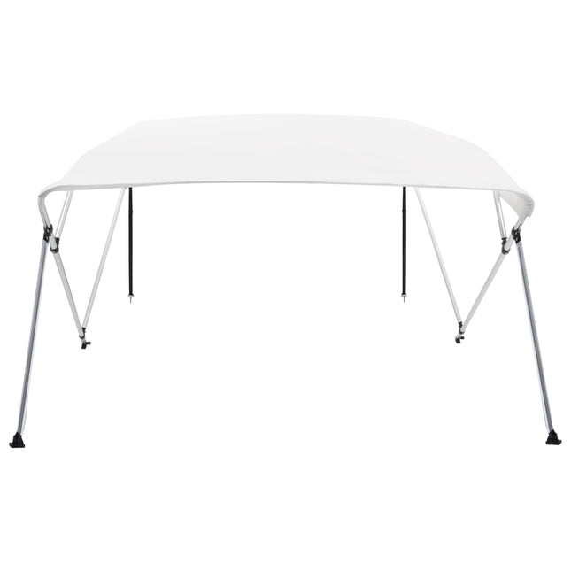 Bimini di Prua con Tendalino a 4 Archi Bianco 243x196x137 cm