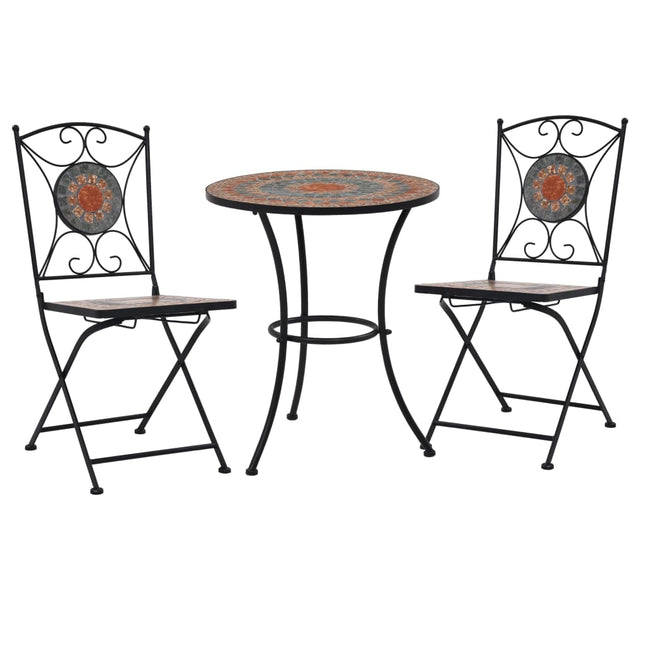 Set BistrÃ² 3 pz con Mosaico in Ceramica Arancione/Grigio