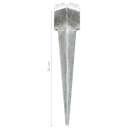 Picchetti di Terra 2 pz Argento 14x14x91 cm in Acciaio Zincato