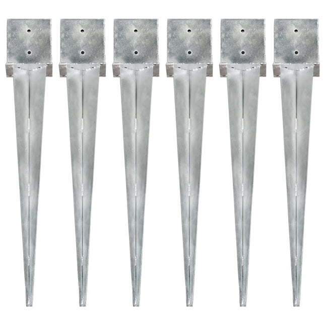 Picchetti di Terra 6 pz Argento 14x14x91 cm in Acciaio Zincato