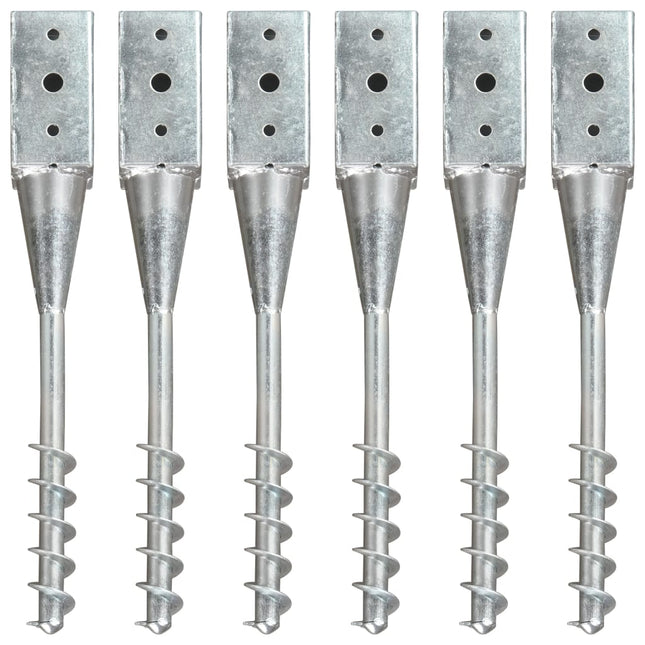 Picchetti di Terra 6 pz Argento 7x7x56 cm in Acciaio Zincato