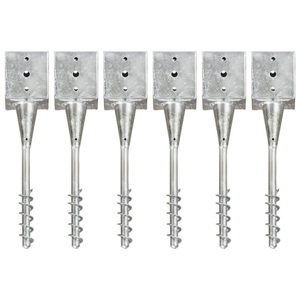 Picchetti di Terra 6 pz Argento 12x12x56 cm in Acciaio Zincato