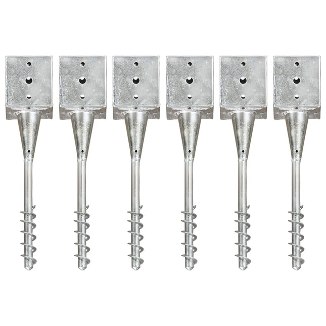 Picchetti di Terra 6 pz Argento 12x12x56 cm in Acciaio Zincato