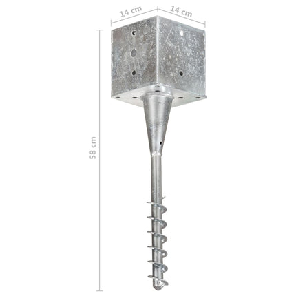 Picchetti di Terra 2 pz Argento 14x14x58 cm in Acciaio Zincato