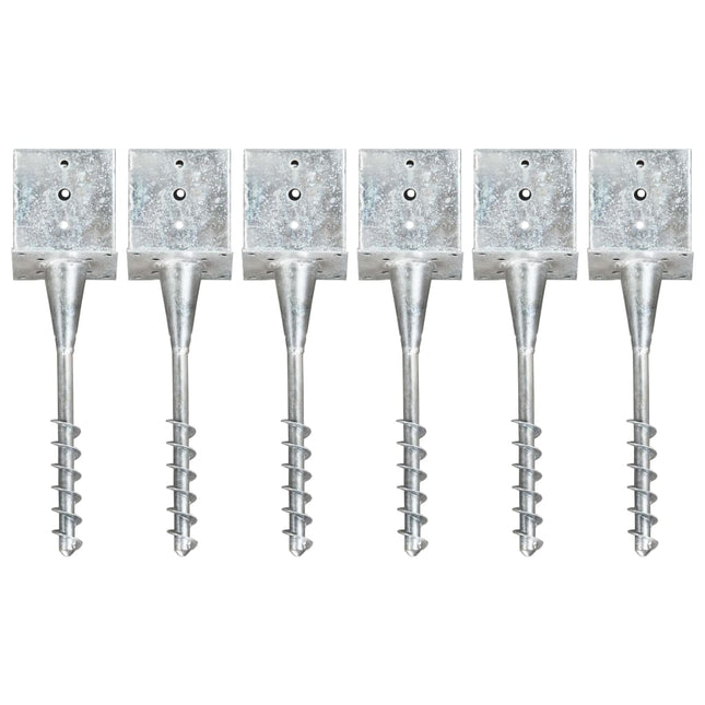 Picchetti di Terra 6 pz Argento 14x14x58 cm in Acciaio Zincato