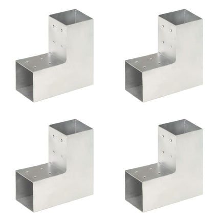 Connettori per Pali a Forma di L 4 pz Metallo Zincato 81x81 mm