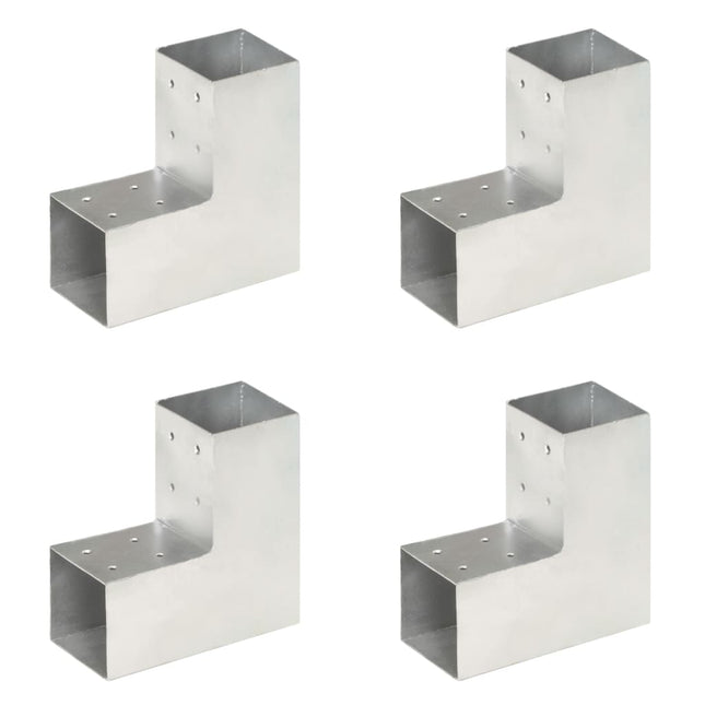 Connettori per Pali a Forma di L 4 pz Metallo Zincato 81x81 mm