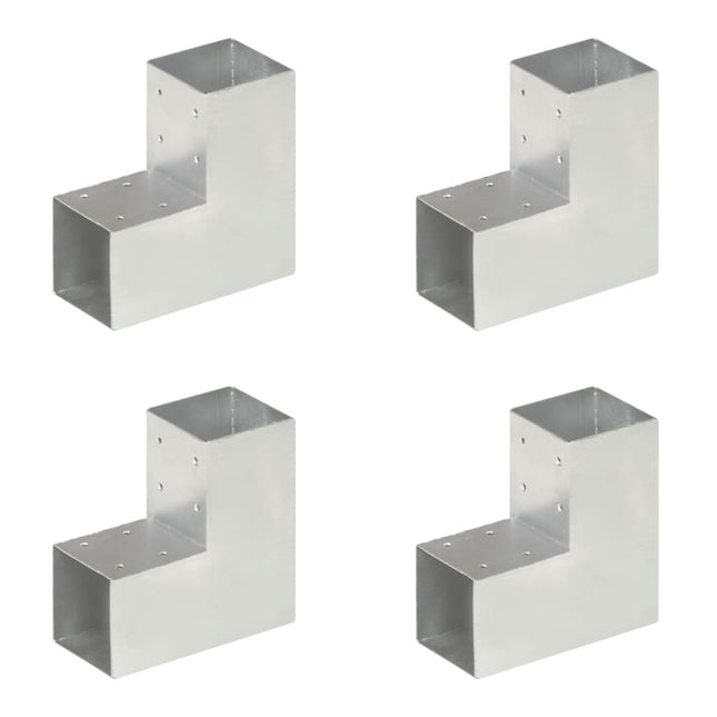 Connettori per Pali a Forma di L 4 pz Metallo Zincato 91x91 mm