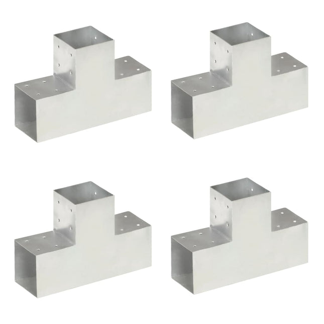 Connettori Pali a Forma di T 4 pz in Metallo Zincato 101x101 mm