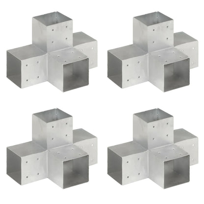 Connettori Pali a Forma di X 4 pz in Metallo Zincato 101x101 mm