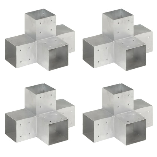 Connettori Pali a Forma di X 4 pz in Metallo Zincato 101x101 mm