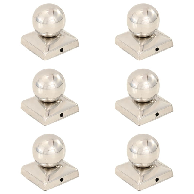 Tappi per Pali 6 pz EstremitÃƒÂ  a Globo in Acciaio Inox 71x71 mm