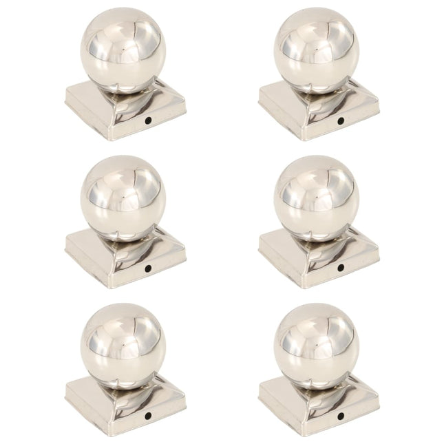 Tappi per Pali 6 pz EstremitÃƒÂ  a Globo in Acciaio Inox 91x91 mm