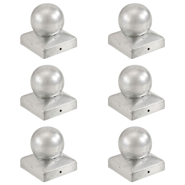 Tappi per Pali 6 pz EstremitÃƒÂ  a Globo Metallo Zincato 71x71 mm