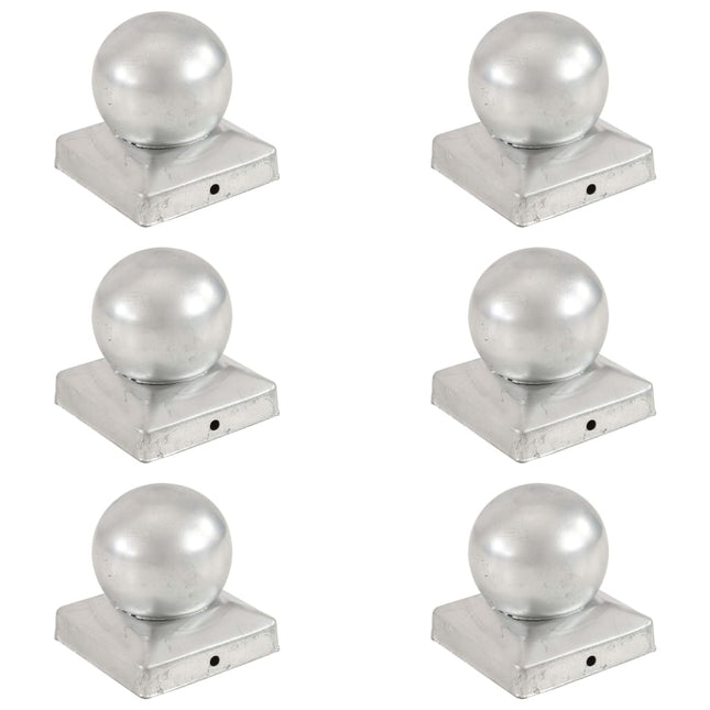 Tappi per Pali 6 pz Estremità a Globo Metallo Zincato 91x91 mm