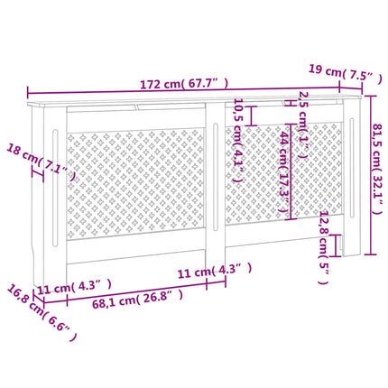 Copertura per Radiatore 172x19x81,5 cm in MDF