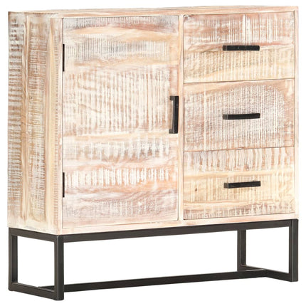 Credenza Bianca 73x30x75 cm in Legno Massello di Acacia