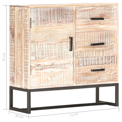 Credenza Bianca 73x30x75 cm in Legno Massello di Acacia