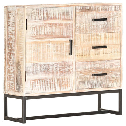 Credenza Bianca 73x30x75 cm in Legno Massello di Acacia