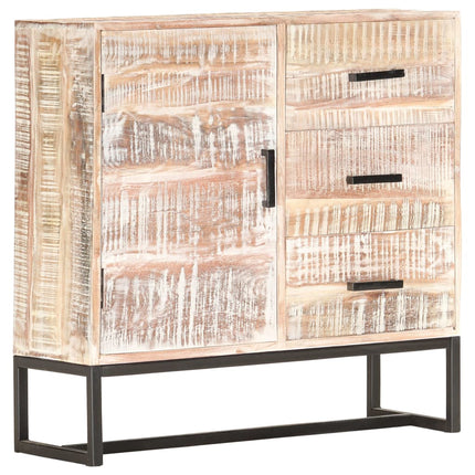 Credenza Bianca 73x30x75 cm in Legno Massello di Acacia