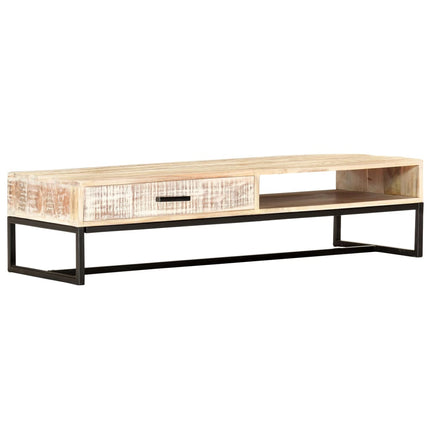 Tavolino da Salotto Bianco 117x50x30cm Legno Massello di Acacia