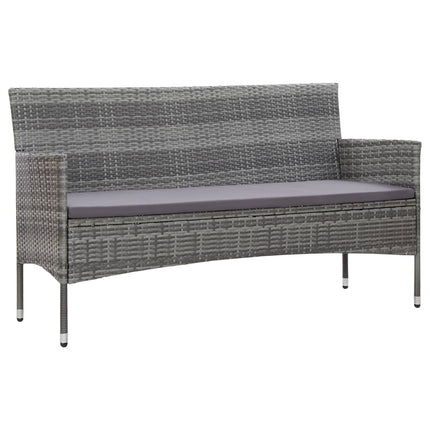 Divano da Giardino a 3 Posti con Cuscini Grigio in Polyrattan