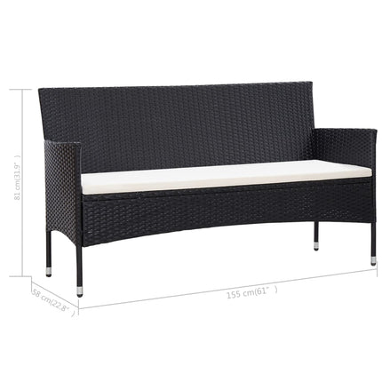 Divano da Giardino a 3 Posti con Cuscini Grigio in Polyrattan