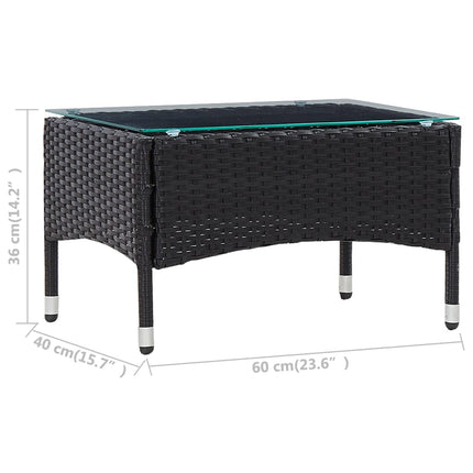 Tavolino da CaffÃƒÂ¨ Nero 60x40x36 cm in Polyrattan