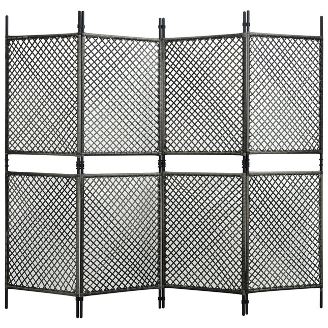 Paravento a 4 Pannelli in Polyrattan Antracite 240x200 cm