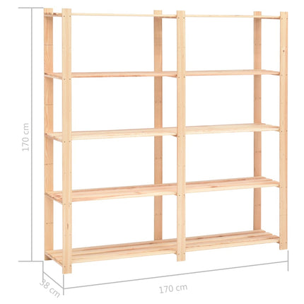 Scaffali a 5 Livelli 5 pz 170x38x170 cm Massello Pino 500kg