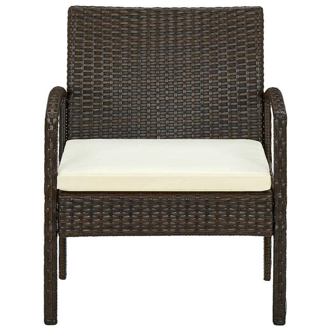 Sedia da Giardino con Cuscino in Polyrattan Marrone